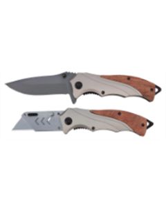 WLMW9371 image(0) - Wilmar Corp. / Performance Tool Northwest Trail 2pc Hardwood Handle Knife Set