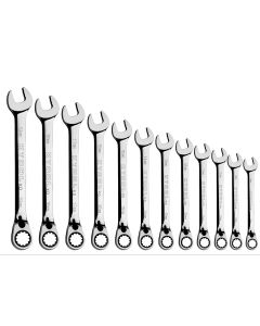 KTIXDCRWS12MM image(0) - K Tool International 12pc Metric 120 Tooth Reversible Combination Wrench Set 8-19MM