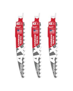 MLW48-00-5331 image(0) - 6" 3 TPI The AX™ with Carbide Teeth for Pruning & Clean Wood SAWZALL® Blade 3PK