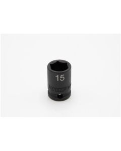 VIMIMPM615 image(0) - VIM Tools 15 mm X 3/8 Inch Drive CR-MO Impact Socket - Shallow