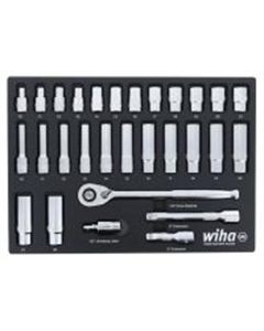 WIH33895 image(0) - Set Includes 12 Standard Sockets 10 - 21mm | 13 Deep Sockets 10 - 22mm | 1/2” Dr. Ratchet 72 Tooth | 1/2” Dr. Extension Bars 3”, 6” | 1/2” Dr. Universal Joint
