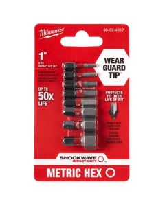 MLW48-32-4617 image(1) - Milwaukee Tool Shockwave 1" METRIC HEX Impact Bit Set 8pc